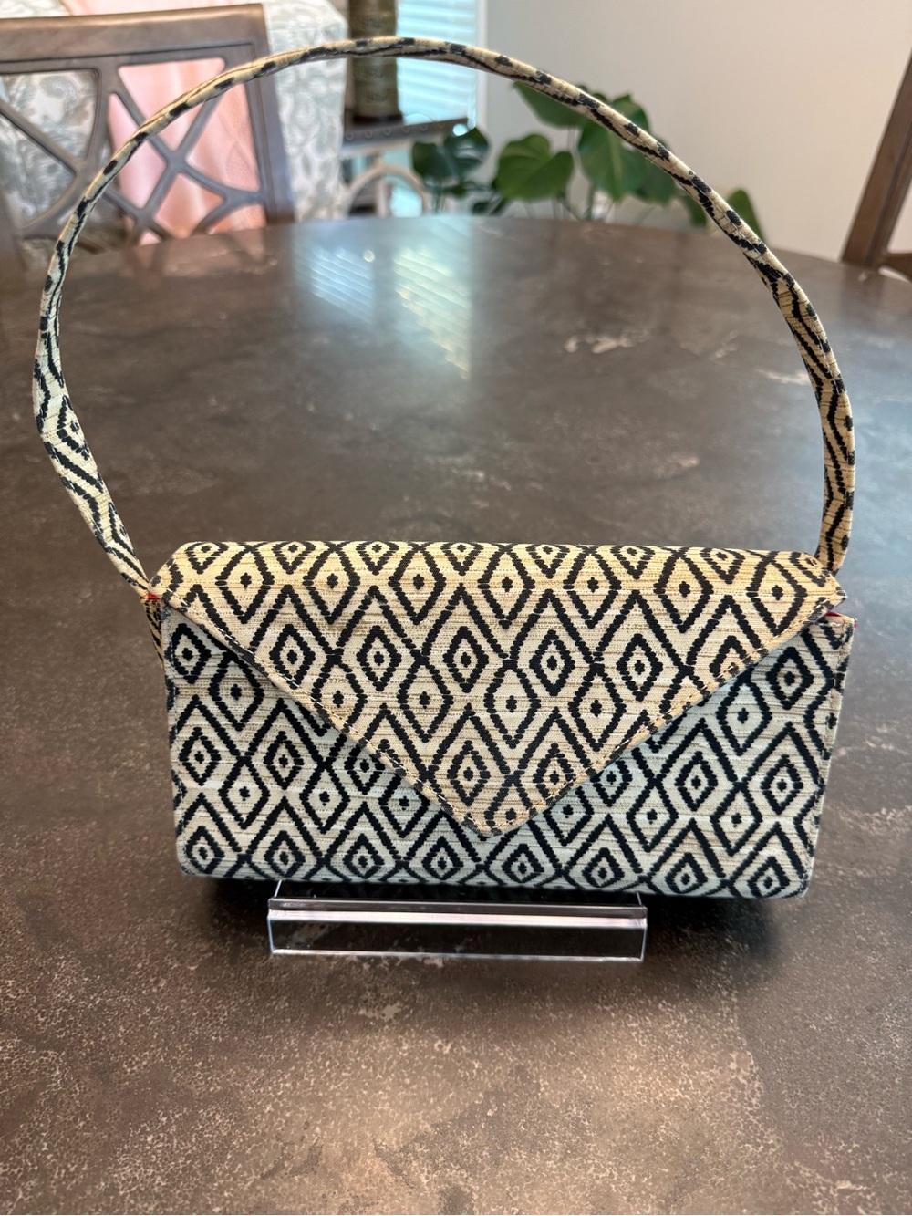 Poesis Tribal Ikat Pattern Boho Shoulder Bag Clutch Y2K Retro